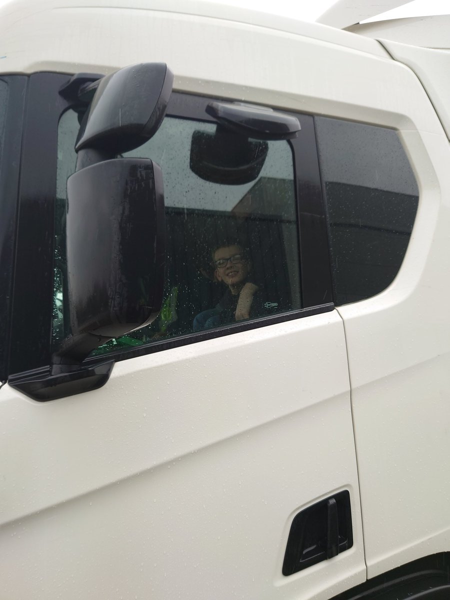 VickyLouJames's tweet photo. Thank you to @ASDAWARRINGTON for Dylan's visit to see the trucks this morning. Dylan takes great delight in watching trucks and he delightedly jumped into the truck for a ride on our visit to Warrington DC today. Made his day as did the gifts he received too ♥️♥️ https://t.co/KViia2vjLp