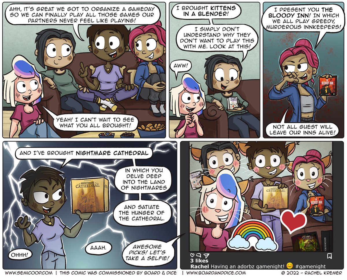 semicoop's tweet photo. Extra comic, thanks to @BoardAndDice! We're proud to be a part of a very special project #shegames by Board&Dice focusing on highlighting the amazing women in the board gaming hobby. ๐ฅฐ
https://t.co/4aITt7hAne #tabletop #boardgames https://t.co/6HAJSUaL6W