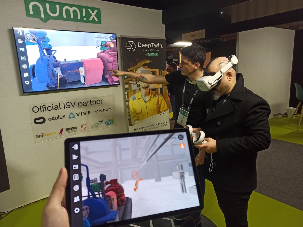 AgenceNumix's tweet photo. #DeepTwin 👉 le formateur suit son/ses apprenant(s) dans/hors casque. Ici, démo de fonctionnalités intégrées à notre techno #Numix = multiplateforme, collaboratif
#LavalVirtual2022 https://t.co/l9Xt1D4w6J