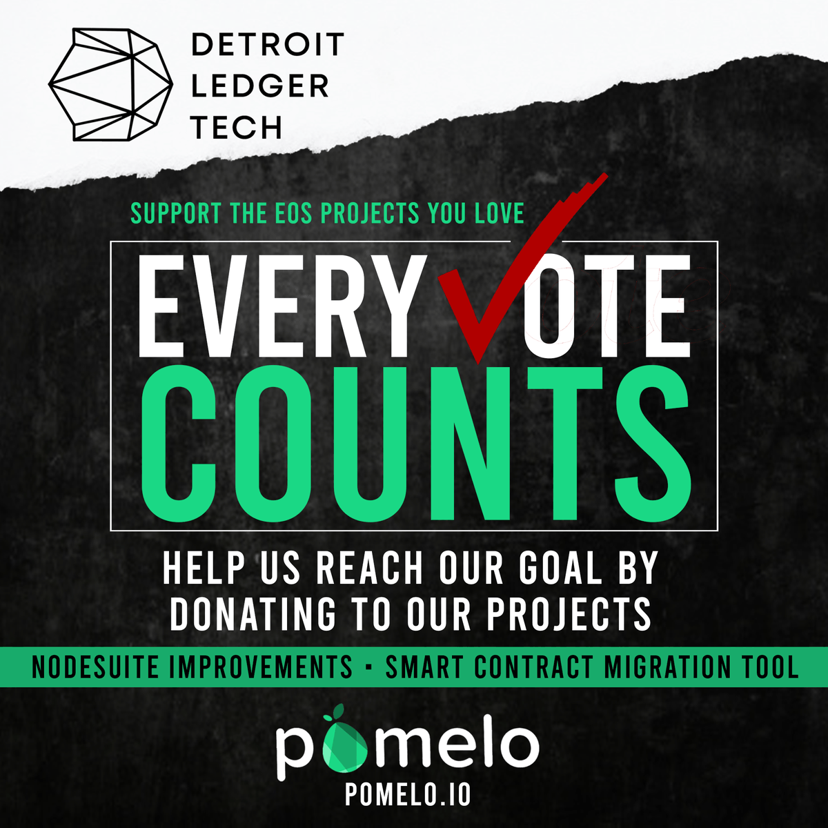 detledgertech's tweet photo. Let your voice be heard and donate to support DLT’s projects @pomelo. The deadline is quickly approaching, so don’t delay. https://t.co/GHektUtr9H and https://t.co/cIAGzhNb7Y #pomelo #eosio #blockchain #eos #dapps #eosdiscussions #eosbp https://t.co/kwXxK4c2XI