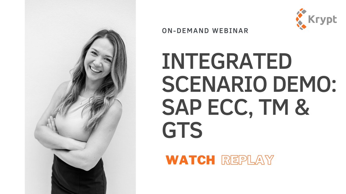 Kryptinc's tweet image. Watch this webinar to understand how we have helped customers create an integrated transportation and trade system.

Watch the Replay: hubs.li/Q0177xQq0

#Kryptinc #Kryptevents #Krypt #SAP #GTS #SAPGTS #TM #globaltrade #digitalsupplychain #supplychain #Kryptwebinars