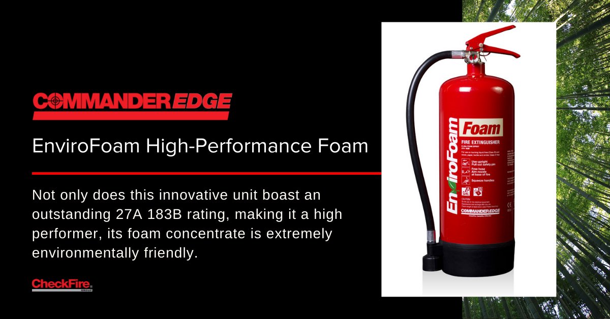CheckFire_Ltd's tweet photo. More Environmentally Friendly🍃
We understand that many businesses are working hard to reduce environmental impacts, and to ensure that you're able to support them with this, we developed the #EnviroFoam fire extinguisher from #CommanderEDGE https://t.co/7n4CCNdIcK #firesafety https://t.co/VyFSS6Pypa