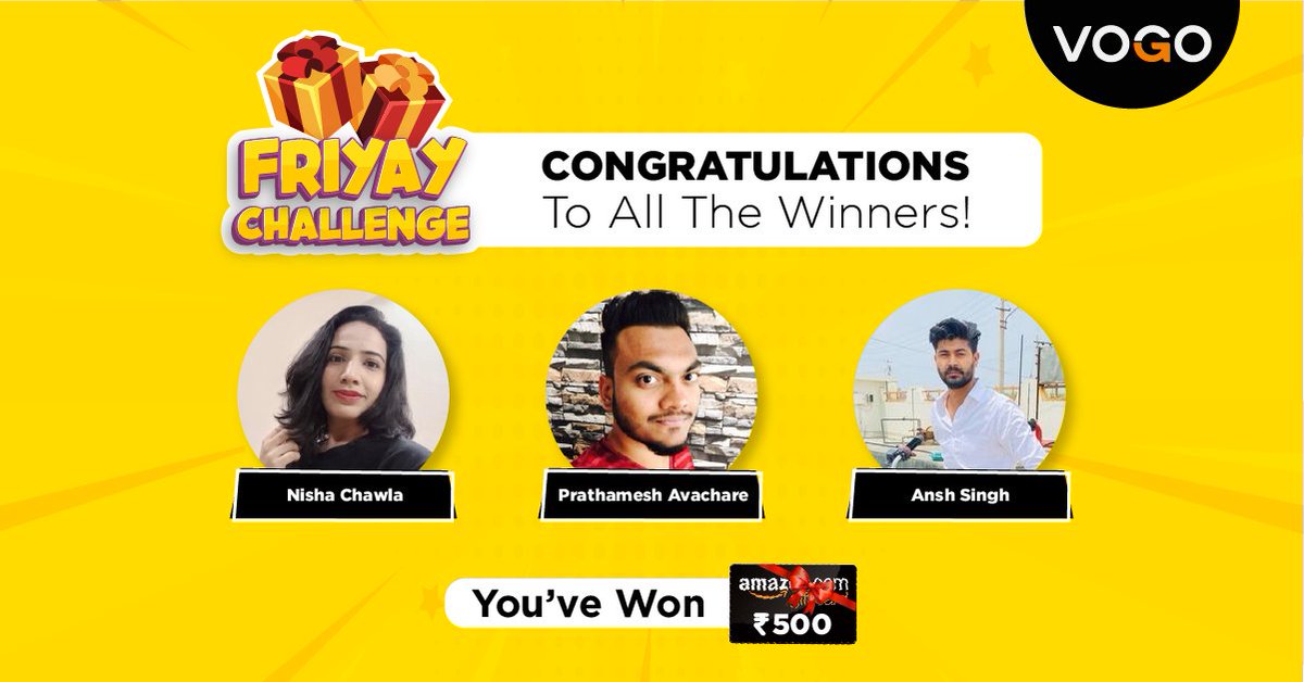 Vogo_rentals's tweet photo. Congratulations to the winners of our latest #FriyayChallenge!!
Way to GO @ChandwaniVedika @onlyprathamesh
Stay tuned for more Contests, everyone!!!!
#ContestAlert #challenge #ContestIndia #vogo #vogoforit #freedomtogo #nammaride https://t.co/QQ2zfLmSlu