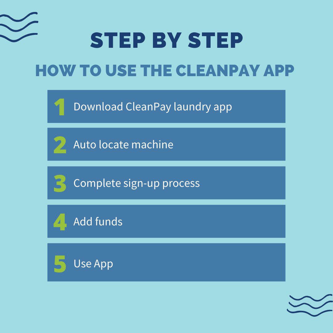 The CleanPay app allows you to pay from your phone, and sends you notifications so you know the status of your laundry. Download from the App Store or Google Play today! Learn more bit.ly/3Kqzxqc