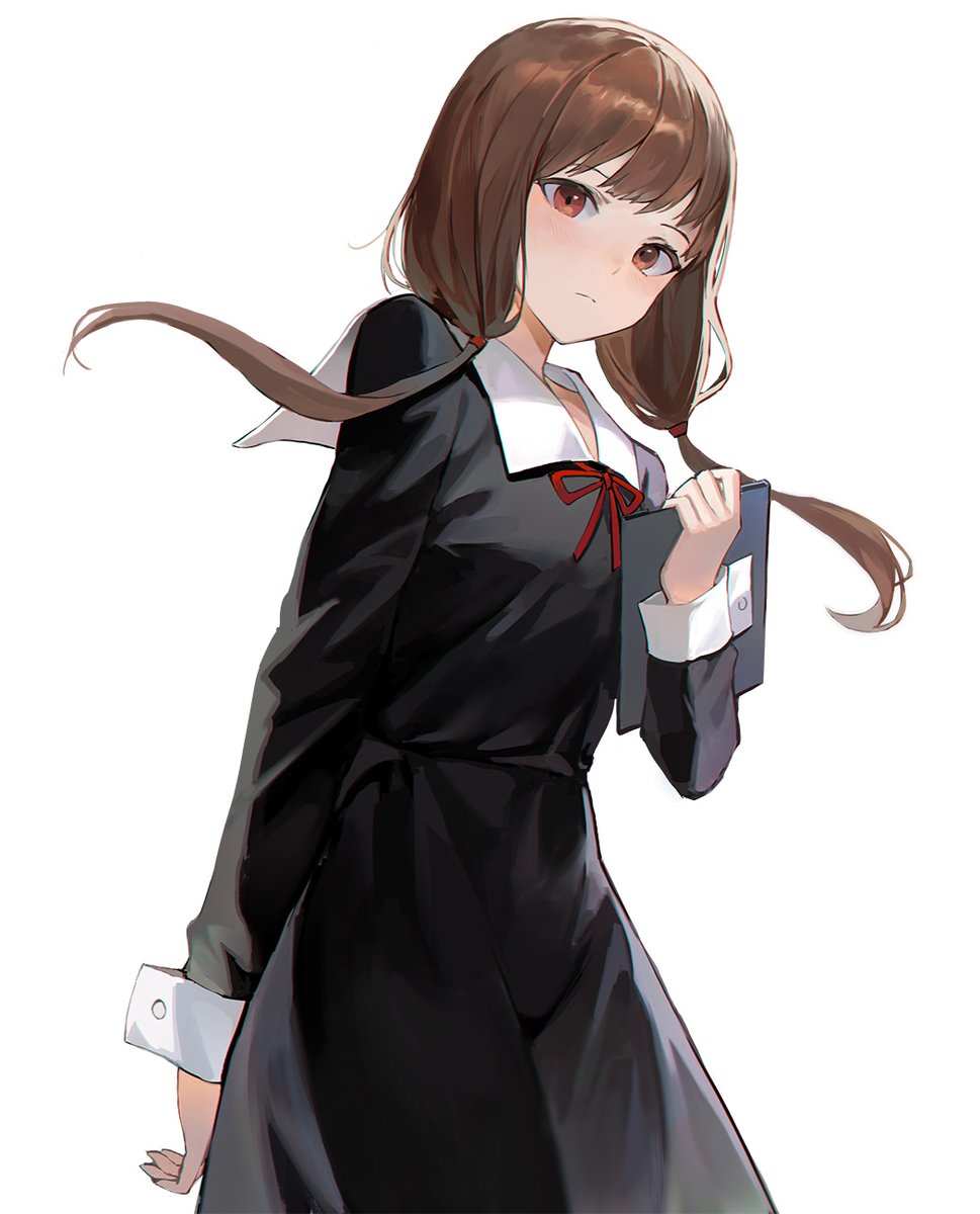 1girl shuuchiin academy school uniform solo brown hair school uniform dress black dress  illustration images