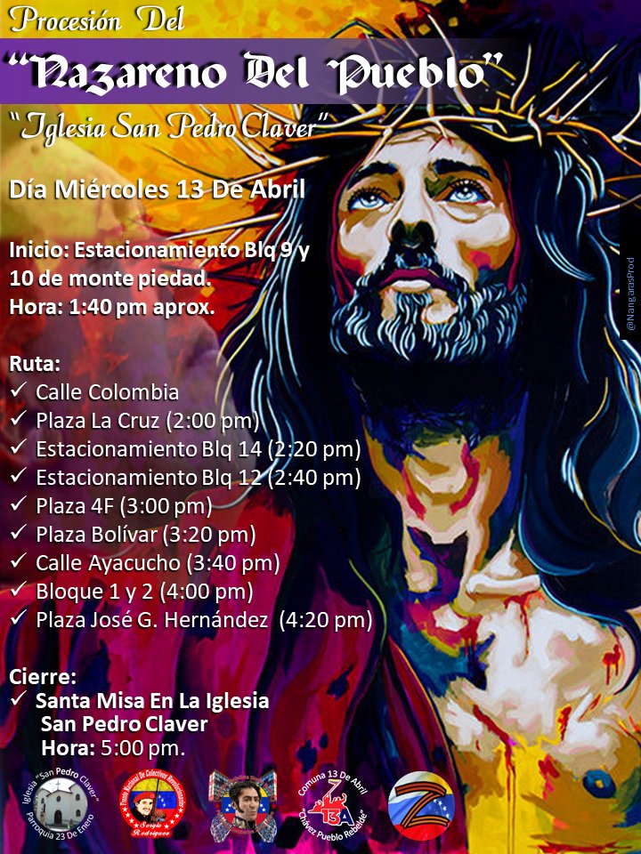 FrenteSergioR's tweet photo. Invitación a la procesión del Nazareno Del Pueblo, en la parroquia combativa 23 de Enero.

#Nazareno
#SemanaSanta
#SemanaMayor
#Miercoles
#13Abril
#13Abr https://t.co/rgyJAWoZoW