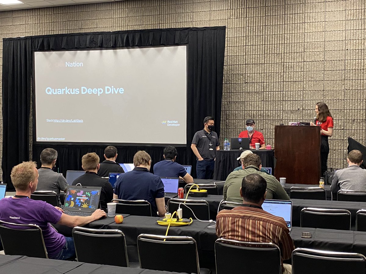 danieloh30's tweet image. We’re getting started with a hand-on workshop, Best practices for #KubernetesNativeJava @devnexus @rhdevelopers @QuarkusIO Kudos to @yanaga @ammbra1508 @sebi2706 @alexsotob