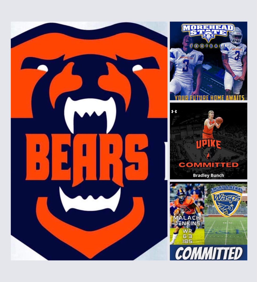 UnionSportsN's tweet photo. Proud to watch these three at the next level!! We’re so proud of U!!
Zavier Lomax- Morehead State
Bradley Bunch- UPIKE 
Malachi Jenkins- Emory &amp; Henry https://t.co/Af3V6468Im