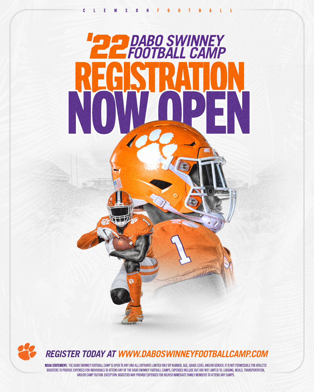 Clemson Football on Twitter "Registration for the 2022 Dabo Swinney