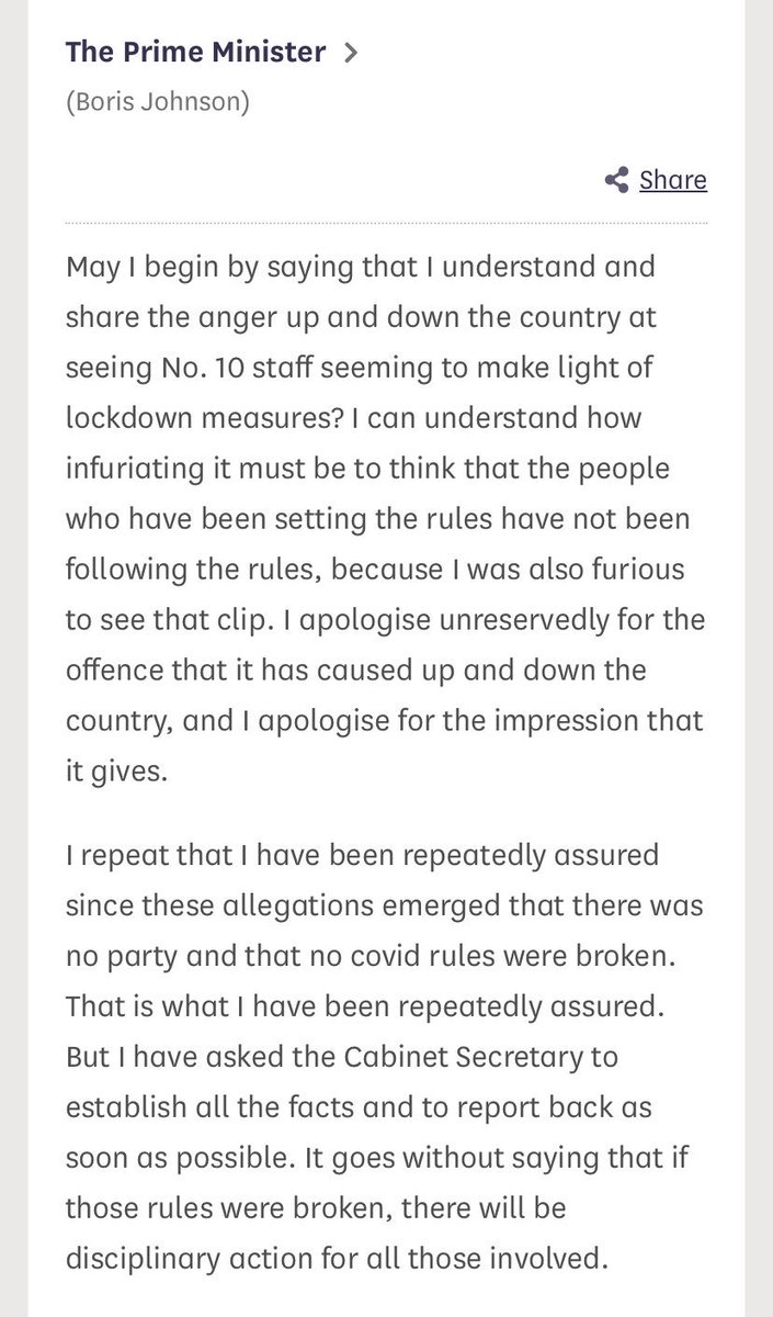 this Johnson quote in Parliament from December looks all the more remarkable given he’s just been fined for attending lockdown parties