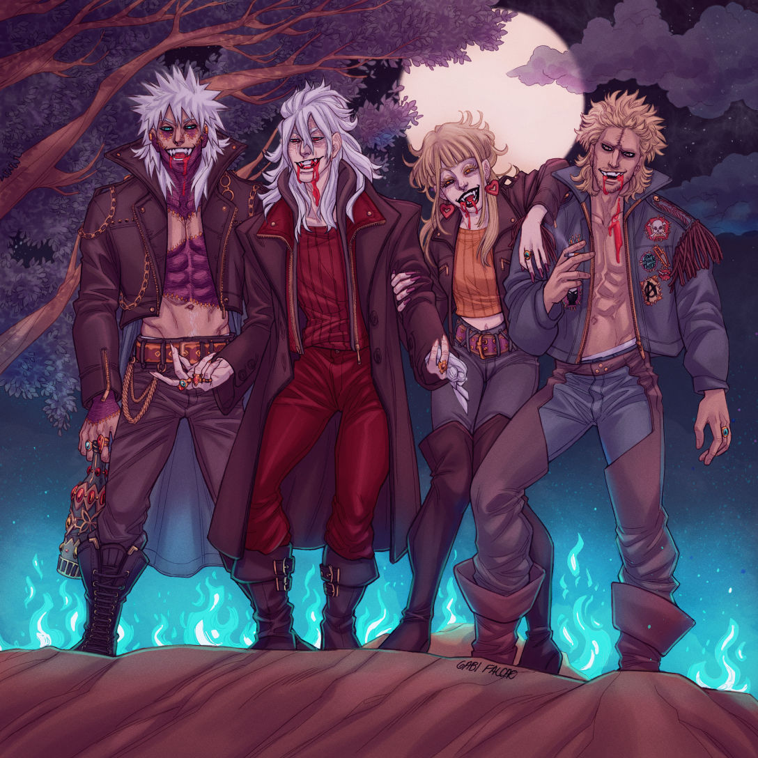 Finally, my last piece for the <a href="/PLUSULTRAretro/">PLUS ULTRA retro 📼Project Completed THANK YOU💾</a> zine! Some dear villain representation inspired by the awesome 1987's movie The Lost Boys - with a dose of 80s bright red blood for Aesthetic™ 😂❤️ 

Leftover sales are still open!
🧛‍♂️plusultraretro.bigcartel.com🧛‍♂️
#leagueofvillains