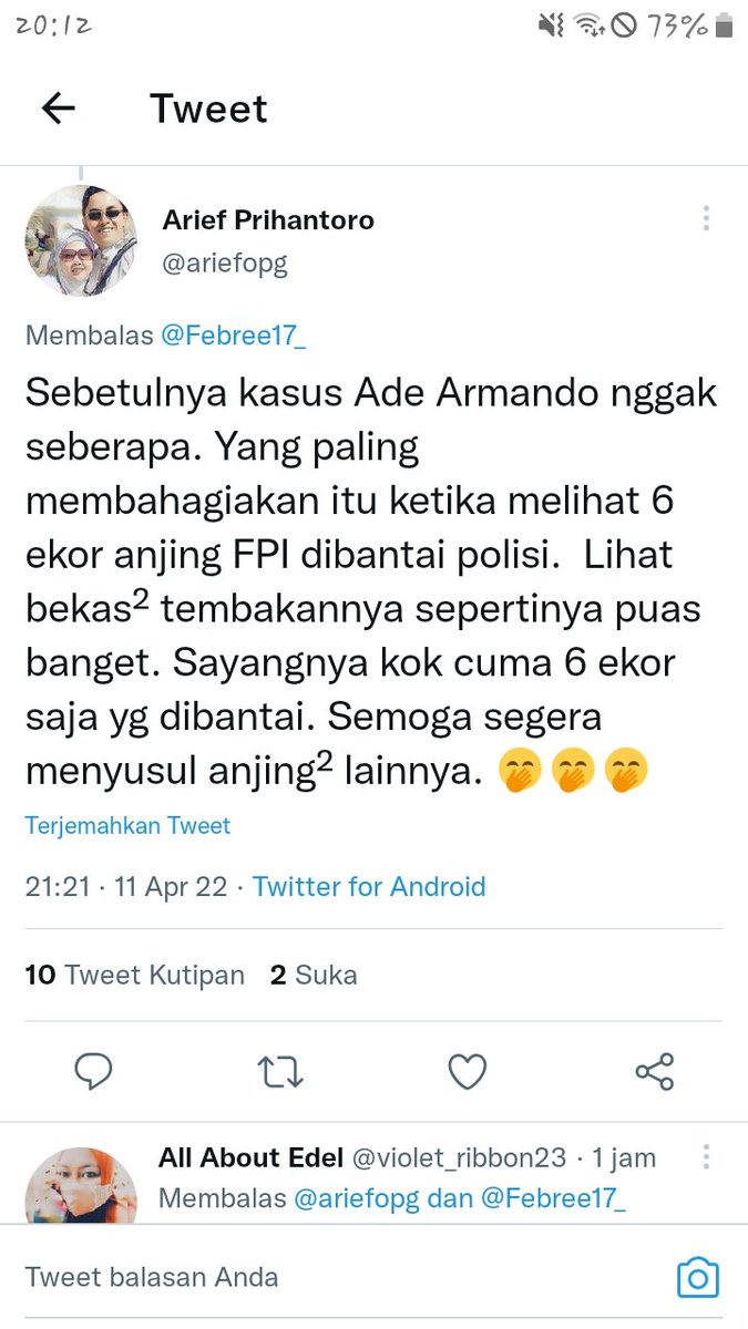 Catatan_ali7's tweet photo. Akun 👉 @ariefopg  menyamakan Korban KM 50 dengan seekor Anjing...

JANGAN DIRAS TERLALU RINGAN YANG BISA LACAK ,SILAHKAN LACAK  CARI KEBERADAAN DIA....

Cc @__Sridiana_3va
@HarryRidwan_Ay
@Stevaniehuangg @SatriaMaul2022 @akunkelima212 @Sunset___17 @Cute_Tagar @EtekewerScouser https://t.co/xMkjza3mt6