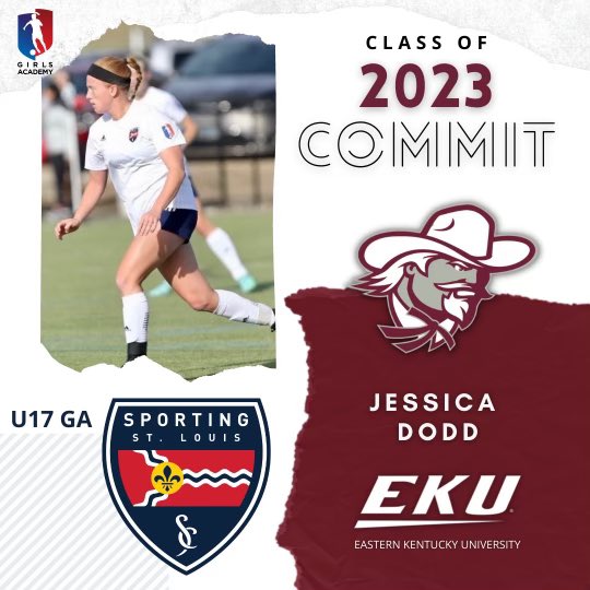 STLDASoccer's tweet photo. Congrats Jess, we are a proud club! ⚽️👍❤️@EKU_SOCCER @EKUSports @GAcademyLeague @TheSoccerWire @TopDrawerSoccer @06Sporting @SportingSTL01 @SportingRD2004 @05SportingStl @Jessica_Dodd10 ⚽️👍❤️ https://t.co/9d99lhPGLi