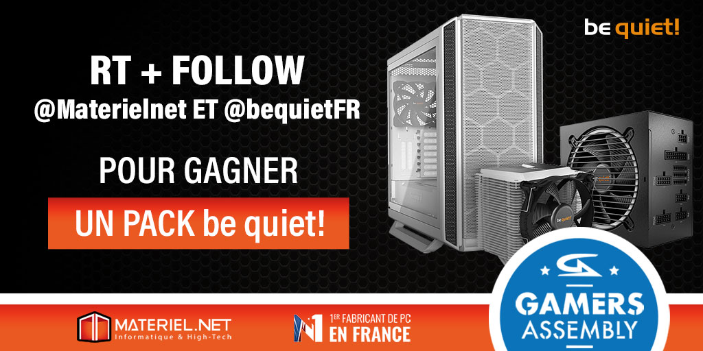 materielnet's tweet image. 🎁 𝑪𝒐𝒏𝒄𝒐𝒖𝒓𝒔 @GamersAssembly 🎁 

👉 RT + Follow @Materielnet &amp;amp; @bequietFR pour tenter de remporter un pack be quiet! 👀 

⬜️ Boîtier Silent Base 802 white window
💨 Ventirad Shadow Rock 3 White
⚡ Alimentation Pure Power 11 FM 850W

🎰 TAS le 21/04/22