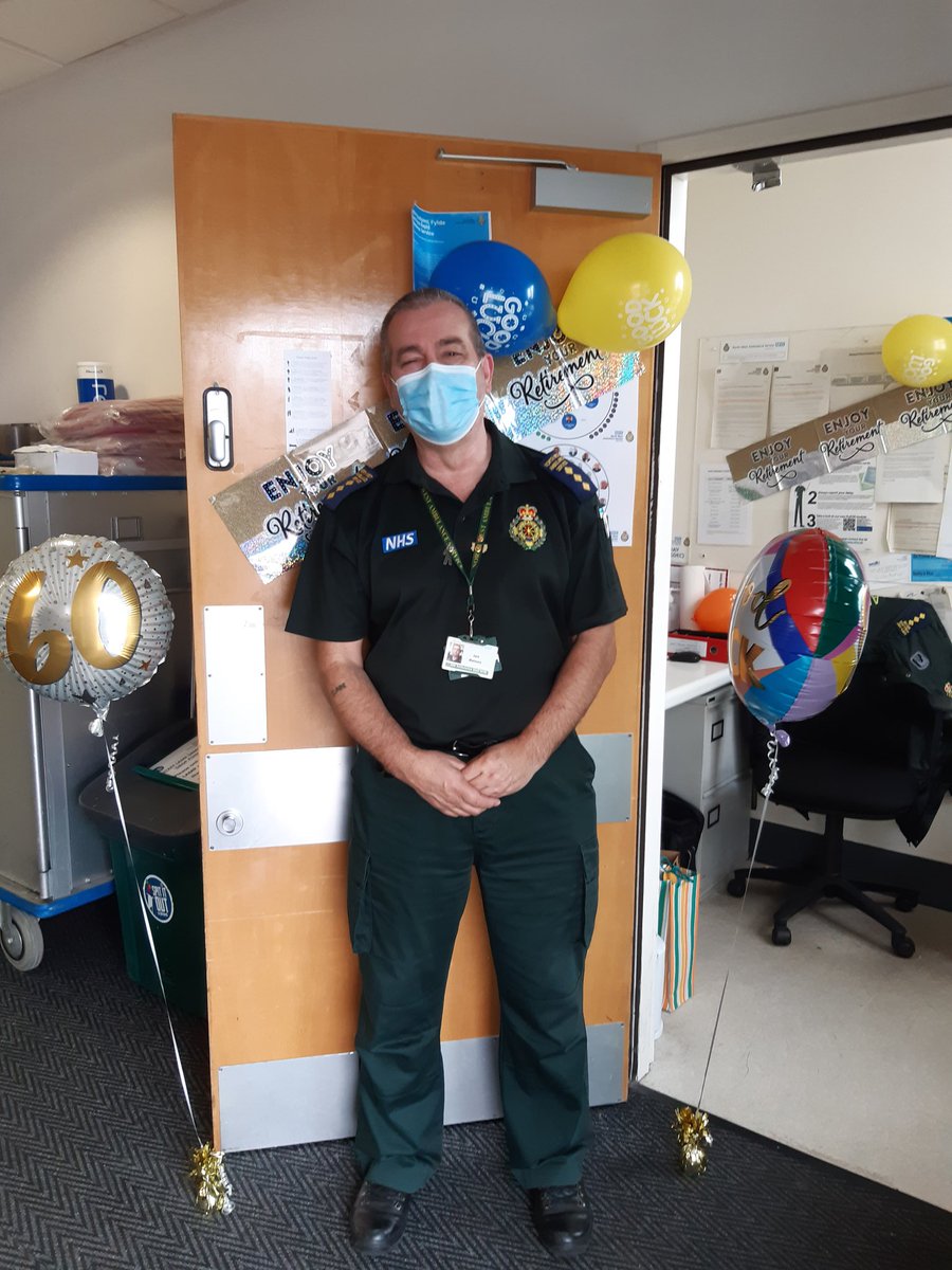 The is the lovely ALO Ian Baines at BVH. Happy 60th and retirement day you legend!! You will be missed by all. 🍻🎂🎂🎂 Plenty of cakes and biscuits here today as we support our crews with rapid handover!💚💙 <a href="/JenniePeall/">Jennie Peall</a> @NwambG <a href="/AdeleMarkland/">Adele Markland</a> <a href="/NWAmb_QI/">NWAS Quality Improvement</a> <a href="/powerNHS/">Maxine Power</a>