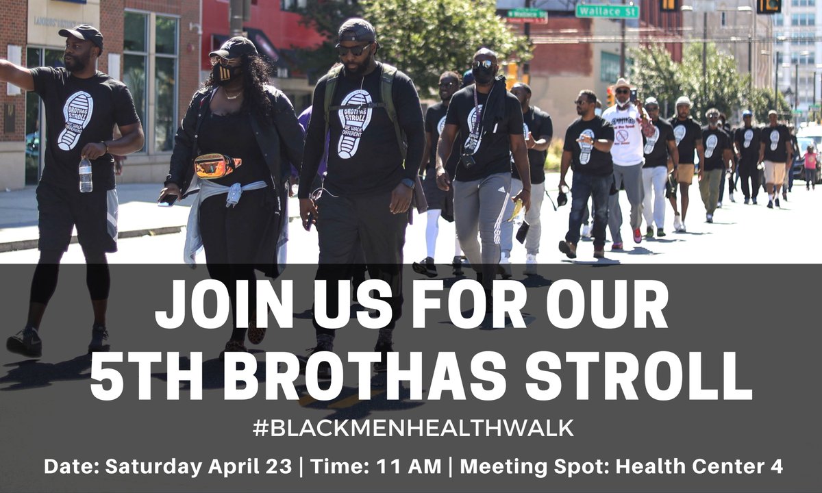 The Brothas Stroll is a neighborhood-based walk for Black men and boys to connect with each other, family, friends, neighbors, and raise awareness about Black men’s health. Join us on April 23 at Health Center 4! bit.ly/BrothasStroll5…