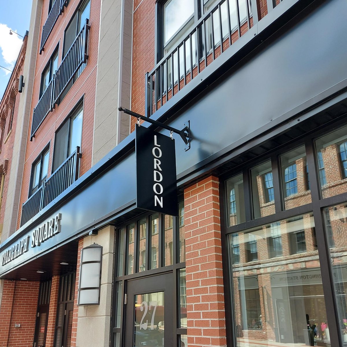 Flewwelling's tweet photo. @shopLORDON has a brand new location, and we just completed the finishing touches on their outdoor signage. This amazing vertical sign is double sided, and has 3D lettering mounted down the 30” long piece of wood. https://t.co/dX34BUiwT1