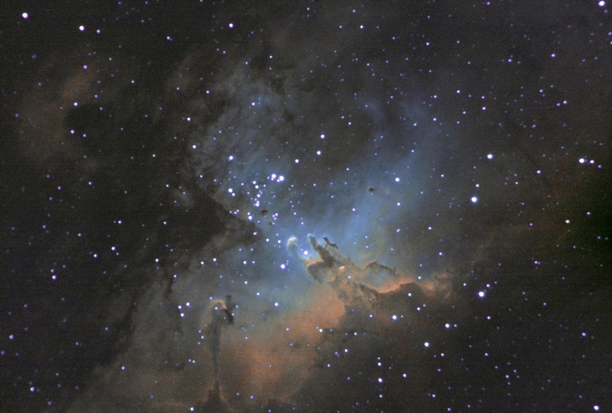 I got up early this morning to photograph M 16, the eagle nebula, the pillars of creation. Excited to see this iconic image. #Astrophotography #astrohour

@StargazerRob @DaydreamAstro @AstroBackyard @spacehour @DaydreamAstro @erfmufn @randomblamekd