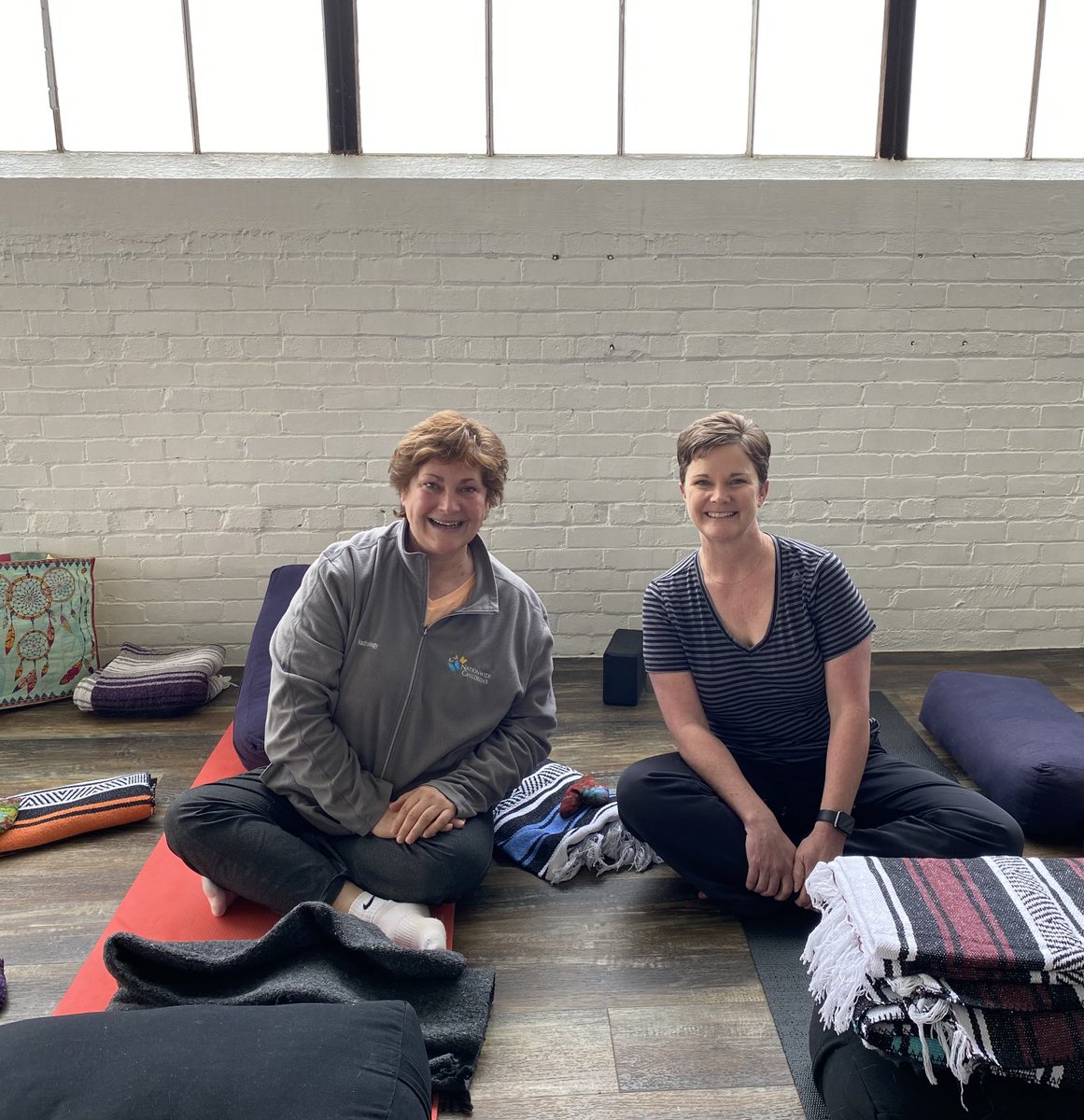 SusanDoud's tweet photo. I’m all in with ⁦@caresource⁩ CEO Erhardt’s Self-Care Challenge for staff. ⁦@MommaCamacho⁩ &amp; I loved a restorative yoga class at the Yoga Factory. #namaste #UniquelyCareSource https://t.co/EHtGwUa2KF