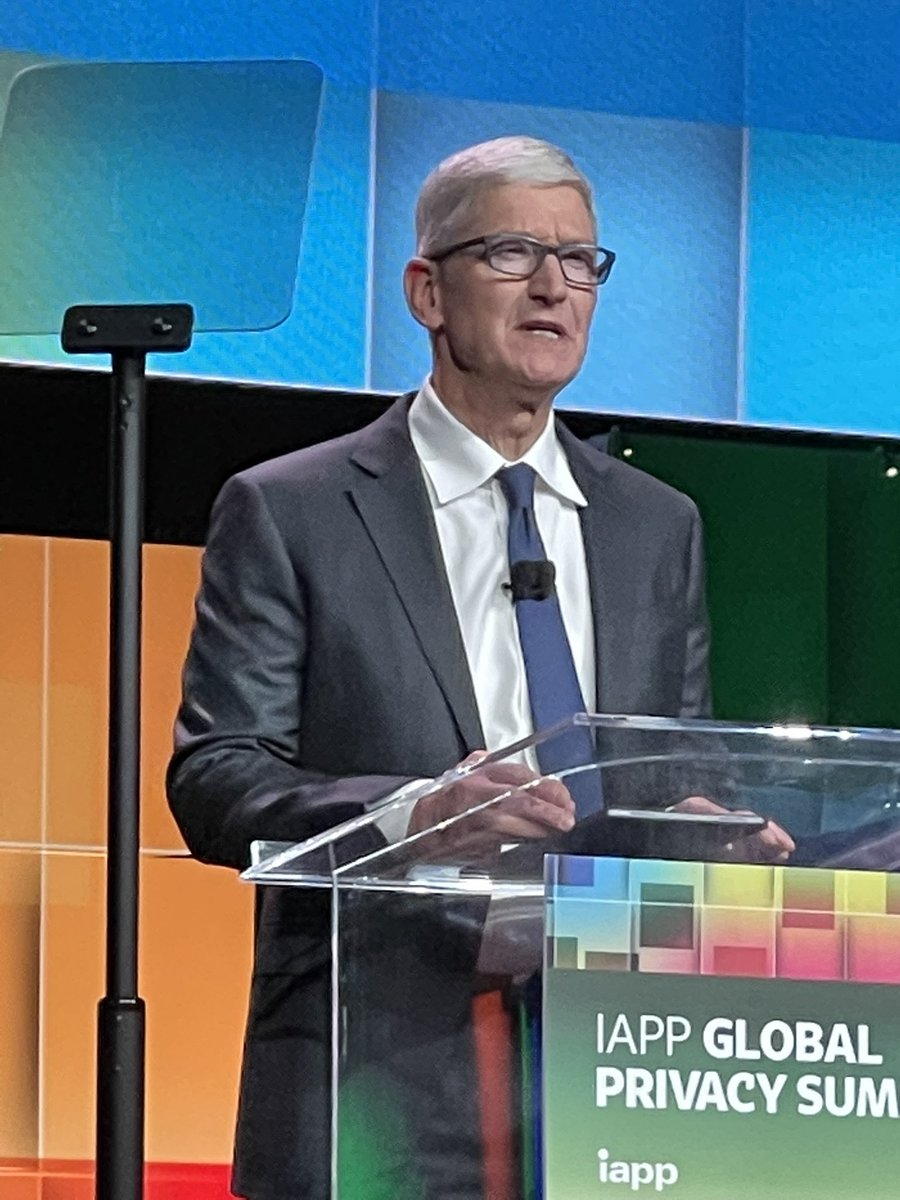 mattloeb's tweet photo. @TimCookApple3 “We call for a strong privacy law in the United States.” #IAPP #GPS22 https://t.co/EupjElZP2p