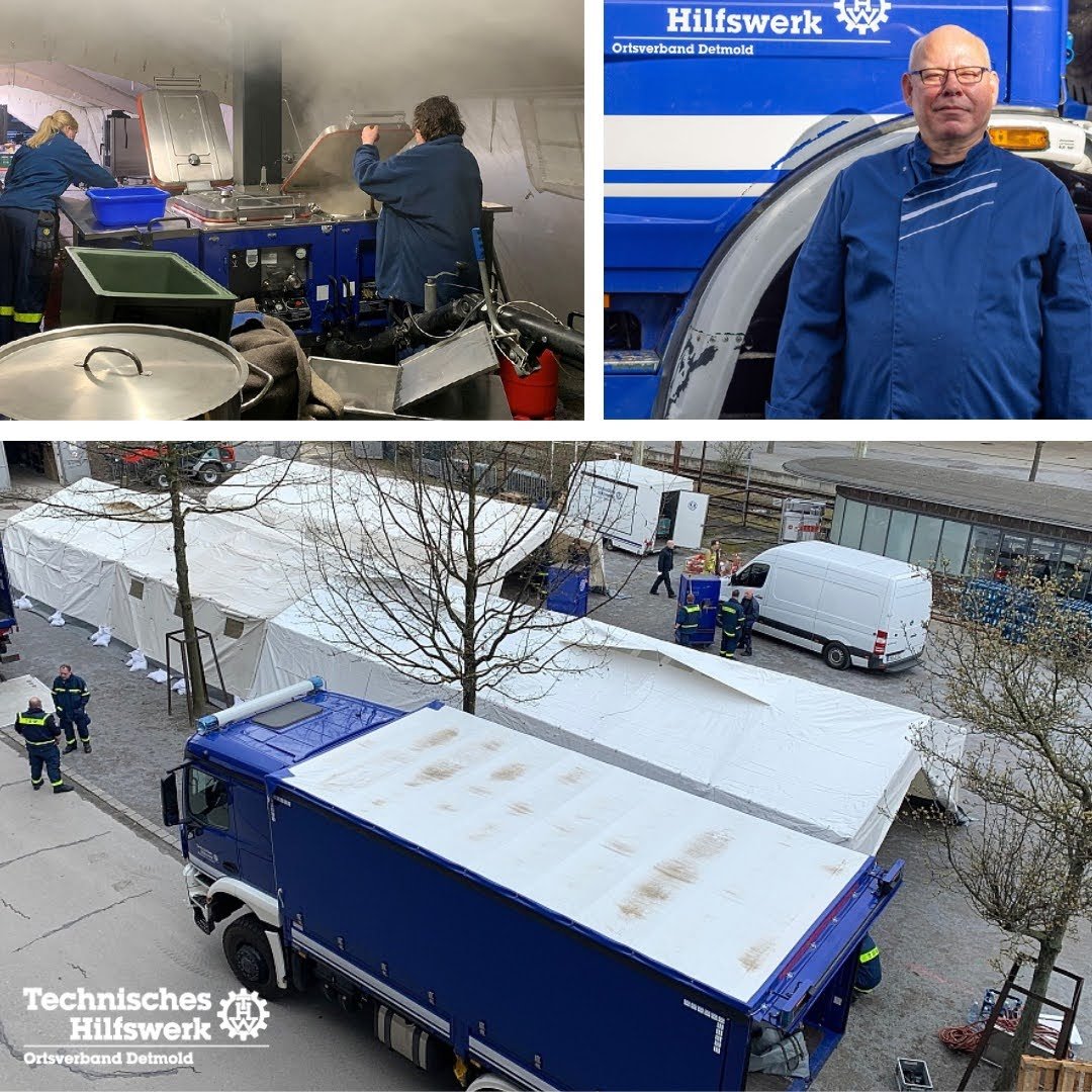 Unser OV-Koch Martin war im März sieben Tage in Duisburg und hat mit vielen anderen Feldköchen und Einsatzkräften des THW in einer Notunterbringung für Geflüchtete im Landschaftspark gekocht: thw-detmold.de/aktuelles-eins… 

#thwdetmold #technischeshilfswerk #gemeinsamstark