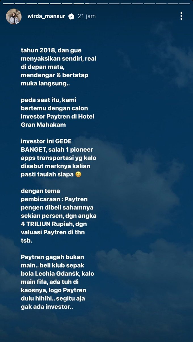 mazzini_gsp's tweet photo. Tercerahkan sekali dari penjelasan Kak Wirda, ternyata sudah ada yang mau beli PayTren seharga 4 Triliun. Tentu tidak sulit untuk Pak Yusuf Mansur mendapatkan 1 Triliun, apa lagi mengembalikan kerugian korban investasi dan menggaji karyawan PayTren yang tidak dibayar 20 bulan 👍🏻 https://t.co/r0Hkhwi6j3