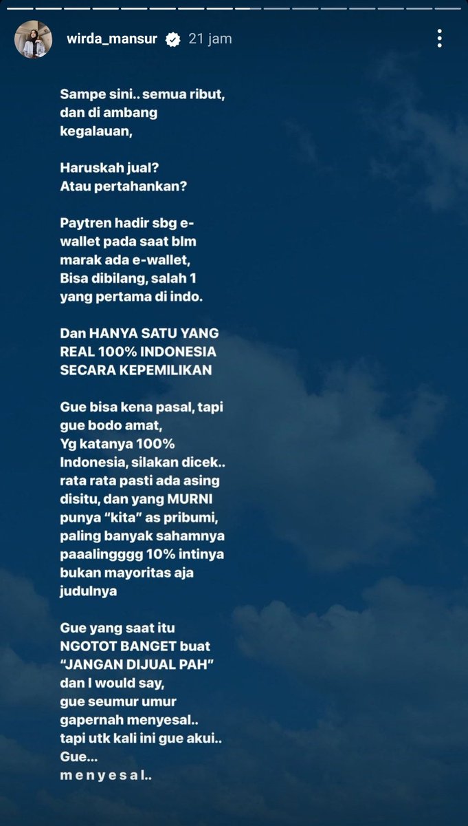 mazzini_gsp's tweet photo. Tercerahkan sekali dari penjelasan Kak Wirda, ternyata sudah ada yang mau beli PayTren seharga 4 Triliun. Tentu tidak sulit untuk Pak Yusuf Mansur mendapatkan 1 Triliun, apa lagi mengembalikan kerugian korban investasi dan menggaji karyawan PayTren yang tidak dibayar 20 bulan 👍🏻 https://t.co/r0Hkhwi6j3