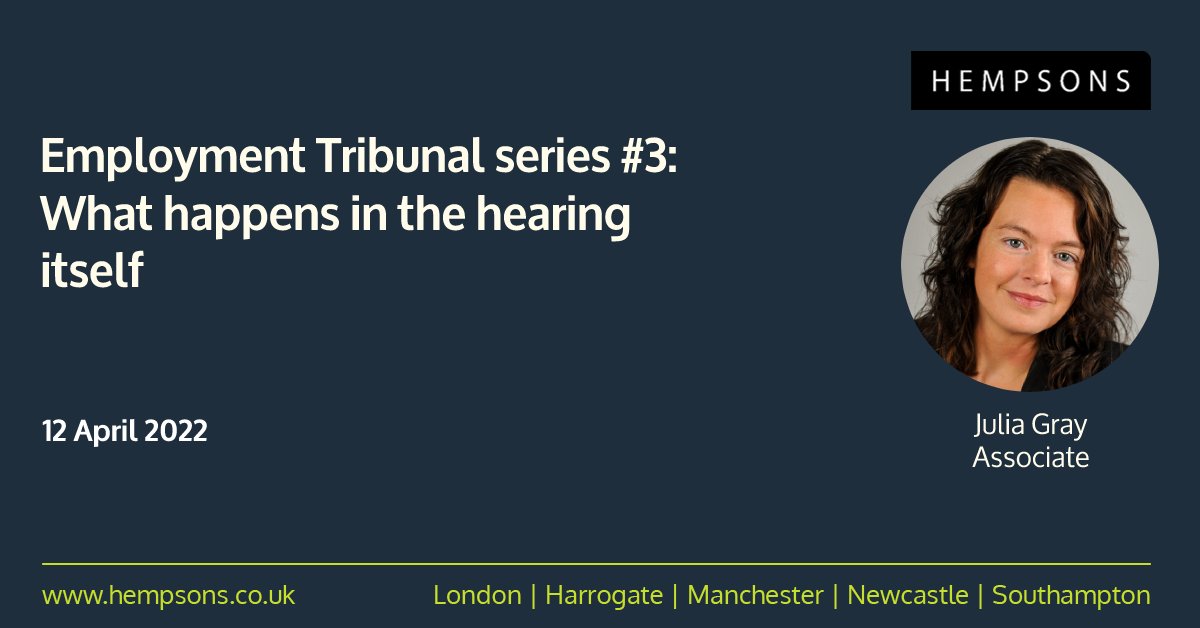 hempsonsgp's tweet photo. Find out what to expect in an Employment Tribunal in the last of Julia Gray’s @JGrayLLB three part employment series, first published in the April issue of #IndependentPractitionerToday – read here in full https://t.co/OeKh6cjrGg https://t.co/rs8ZrBmLYx