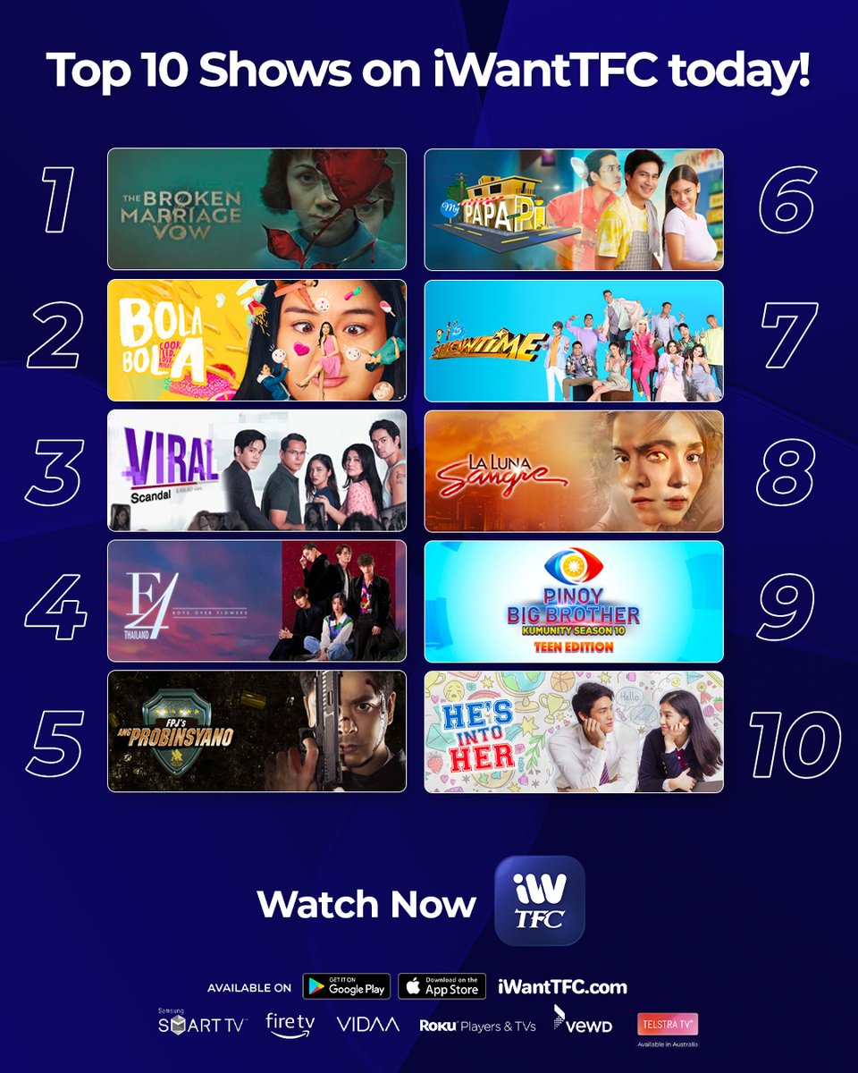 ofc_iwant's tweet photo. Here are the shows that made it to our TOP 10 LIST this week!
Binge-watch them all today! Just download the app or visit our website. https://t.co/gmYGFtAI5K https://t.co/8uhqcqzPTm