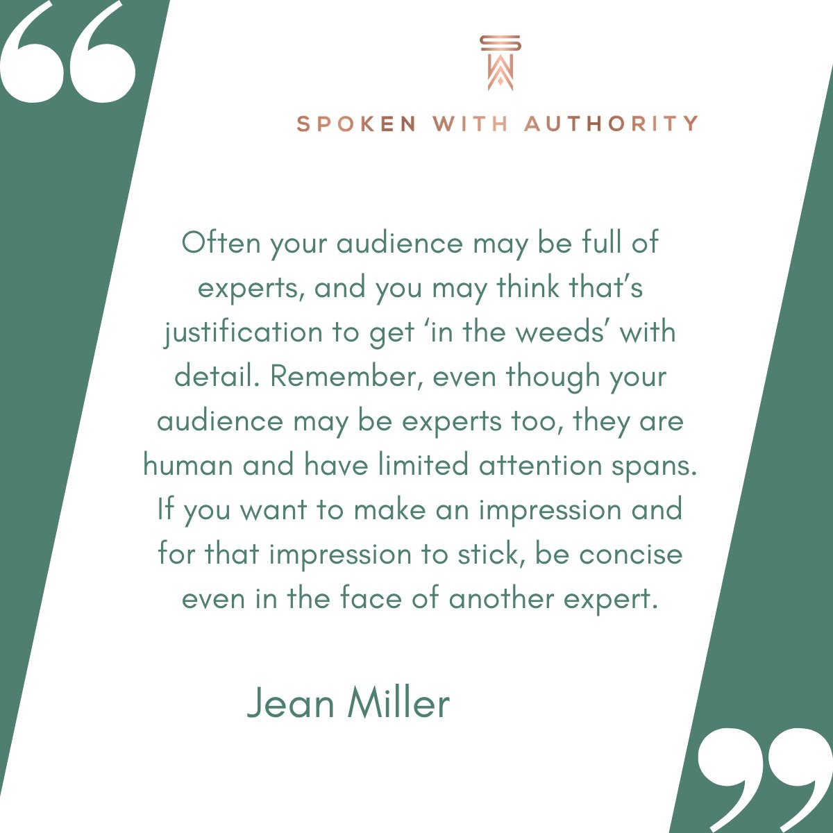 SpokenAuthority's tweet photo. Do you struggle with distilling information down to the right level of detail to keep your audience engaged &amp; informed? Here are some quick, actionable tips our coaches have shared to communicate *just* the right amount of detail. 1/2
#professionaldevelopment #presentationskills https://t.co/3jCflRaVv5