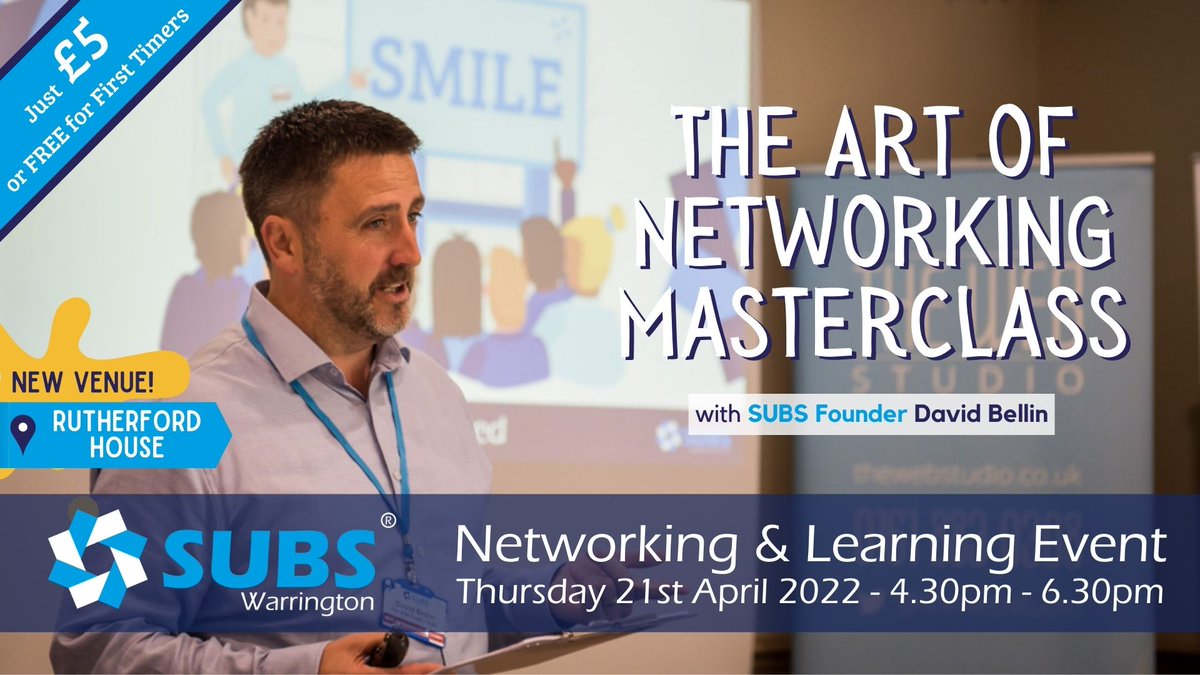 There’s no escaping the fact that to sell your products or services, you need to engage with your potential clients. This month at #SUBSWarrington we’re looking specifically at ‘The Art of Networking’ with our SUBS Founder <a href="/DavidBellinUK/">David Bellin</a> 

Join us here: eventbrite.co.uk/e/291237658677