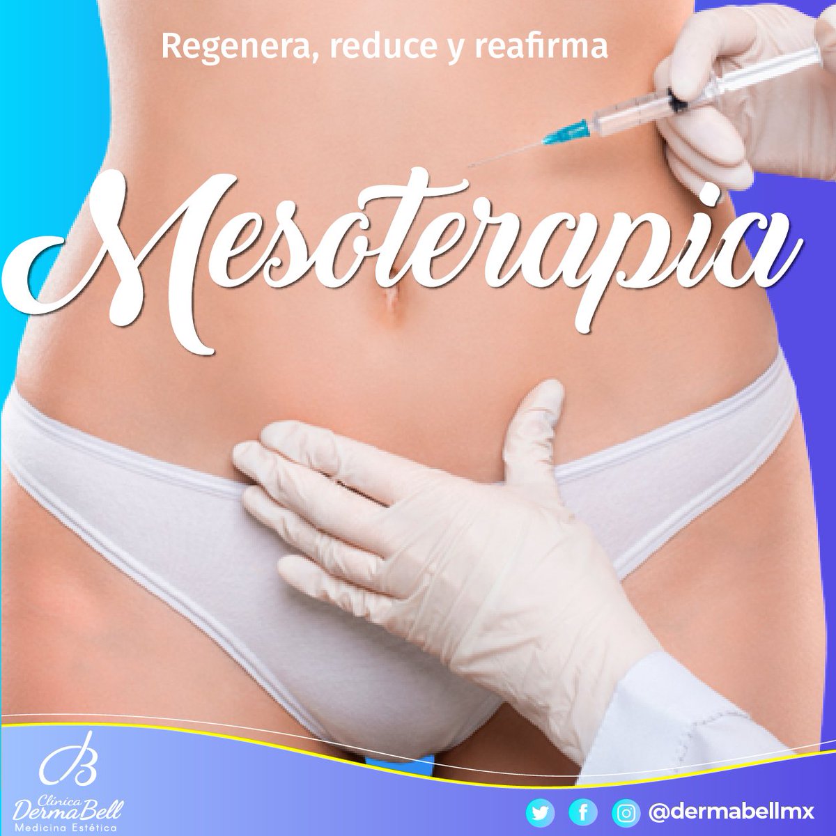 dermabellmx's tweet photo. Mejora tu figura y controla tu peso con el tratamiento de #Mesoterapia, el perfecto complemento para tener el cuerpo que siempre has querido.

Con nuestro tratamiento licua y elimina esos depósitos de grasas que se han acumulado en alguna parte del cuerpo específica y localizada. https://t.co/8GPgTR5w10