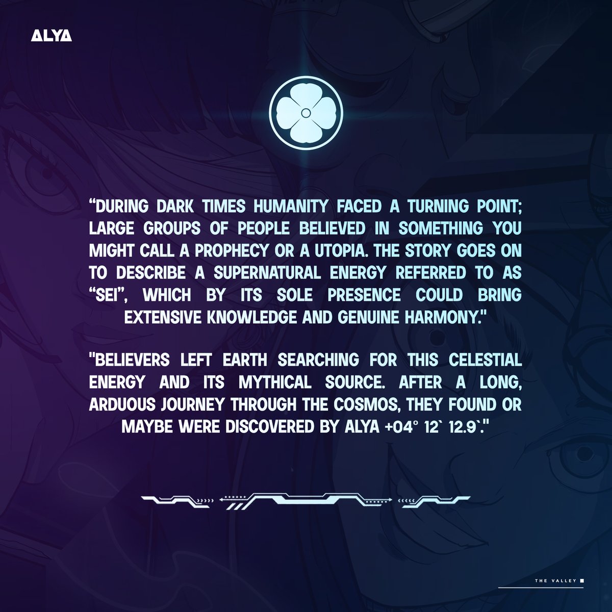 A new wave of Web3 culture and storytelling.

1/3 - Official Teaser 📜

People have almost forgotten how humankind ended up here, but some of the elders still remember and can tell the story…

❤️ + retweet + tag your crew for more 🎫
Enter The Valley.🫂🏞️
#ALYA #VALLEY #NFT