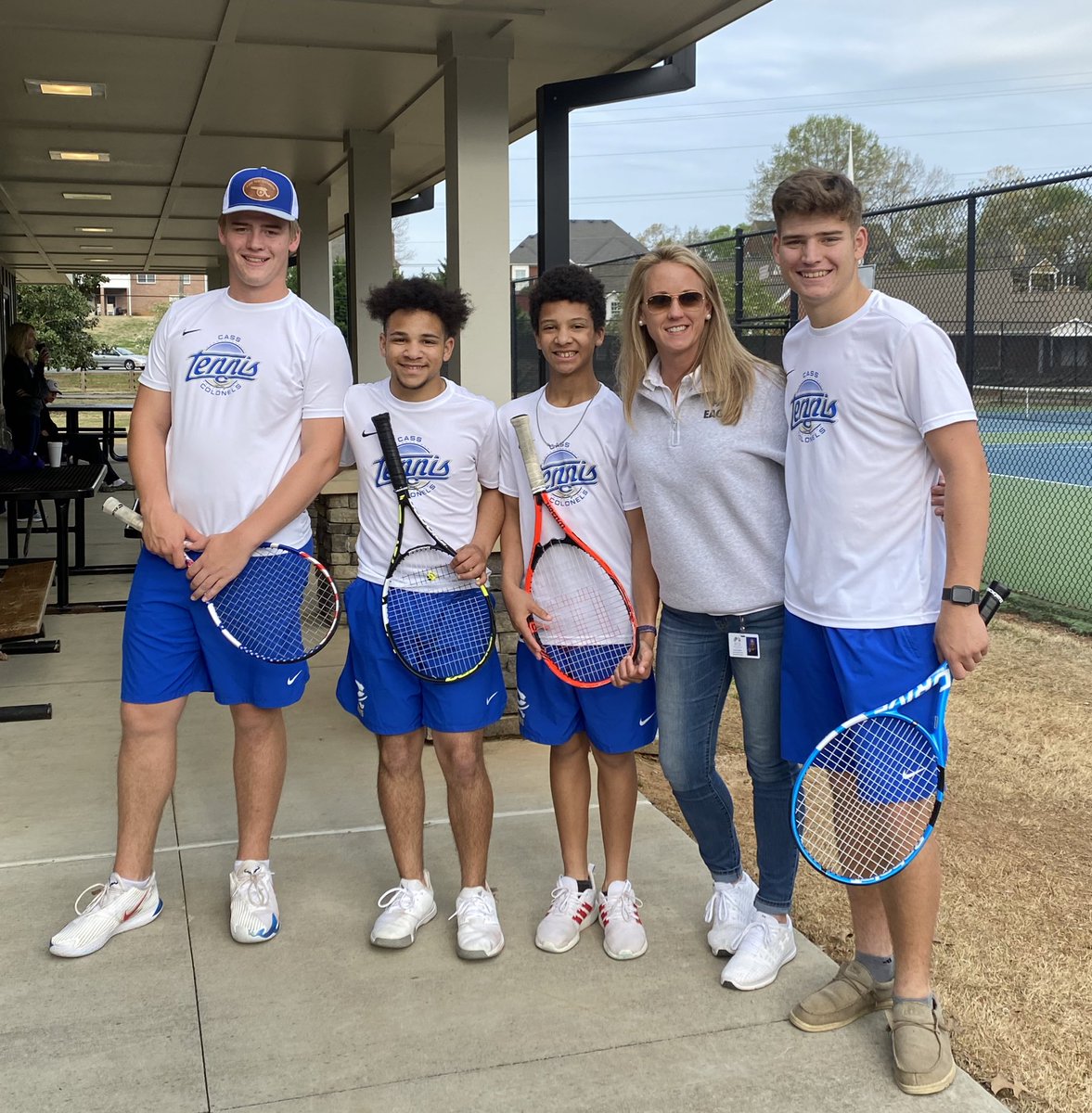 Region tennis this morning with my baby boys & nephews. They don’t realize yet how special this is. All born in a 3 year time span, raised together, & for just this 1 year all in the same school, playing on the same team.❤️ #cousincrew