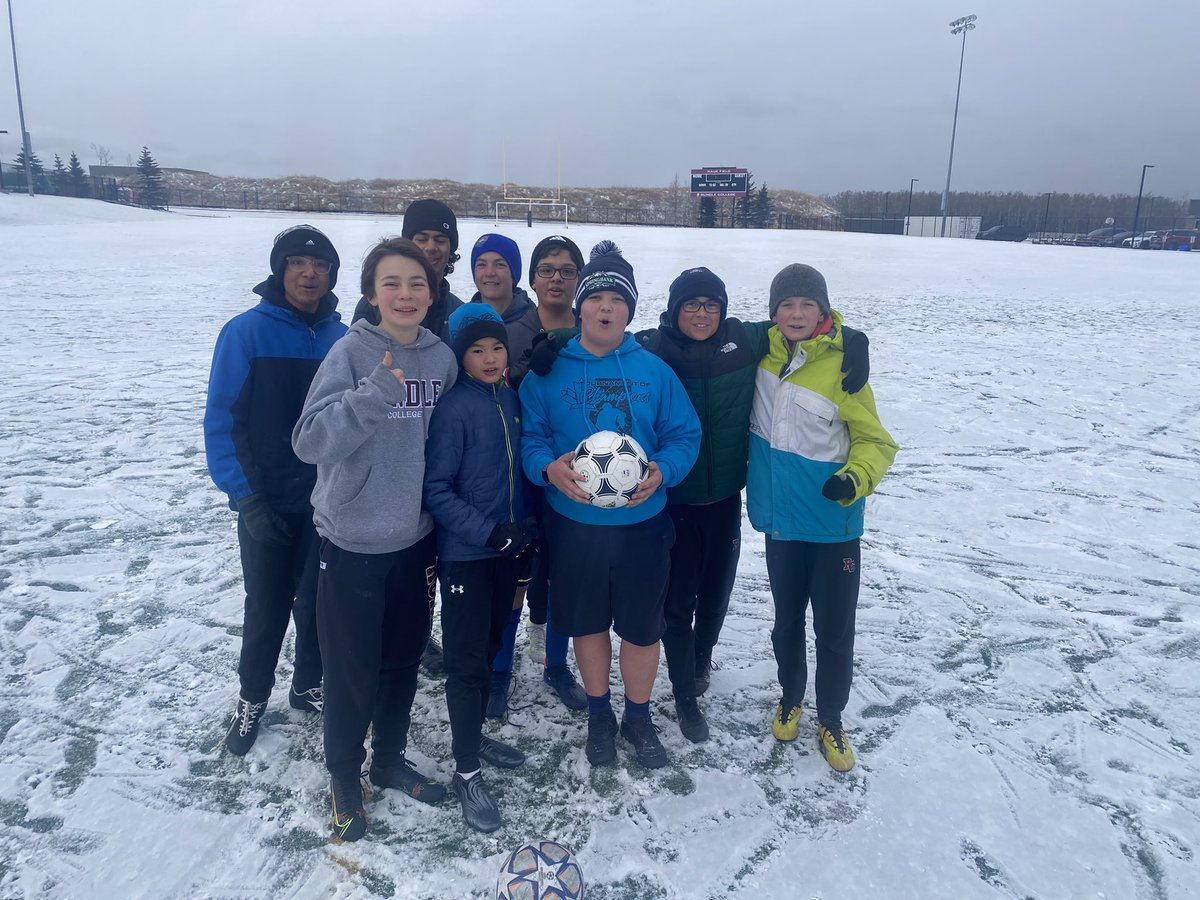 jasonbrogers's tweet photo. The scene from Hauk Field this morning @rundlecollege. 

Our @RundleJrHigh soccer squad preparing for the next @CanadaSoccerEN @WorldCupEN qualifier in 2025!

@CAIS_Schools 

#Canada #Soccer 

#WeAreRundle #WeAreCold  

#yyc #snowcer #spring #springincalgary https://t.co/w2MkYOtBaZ