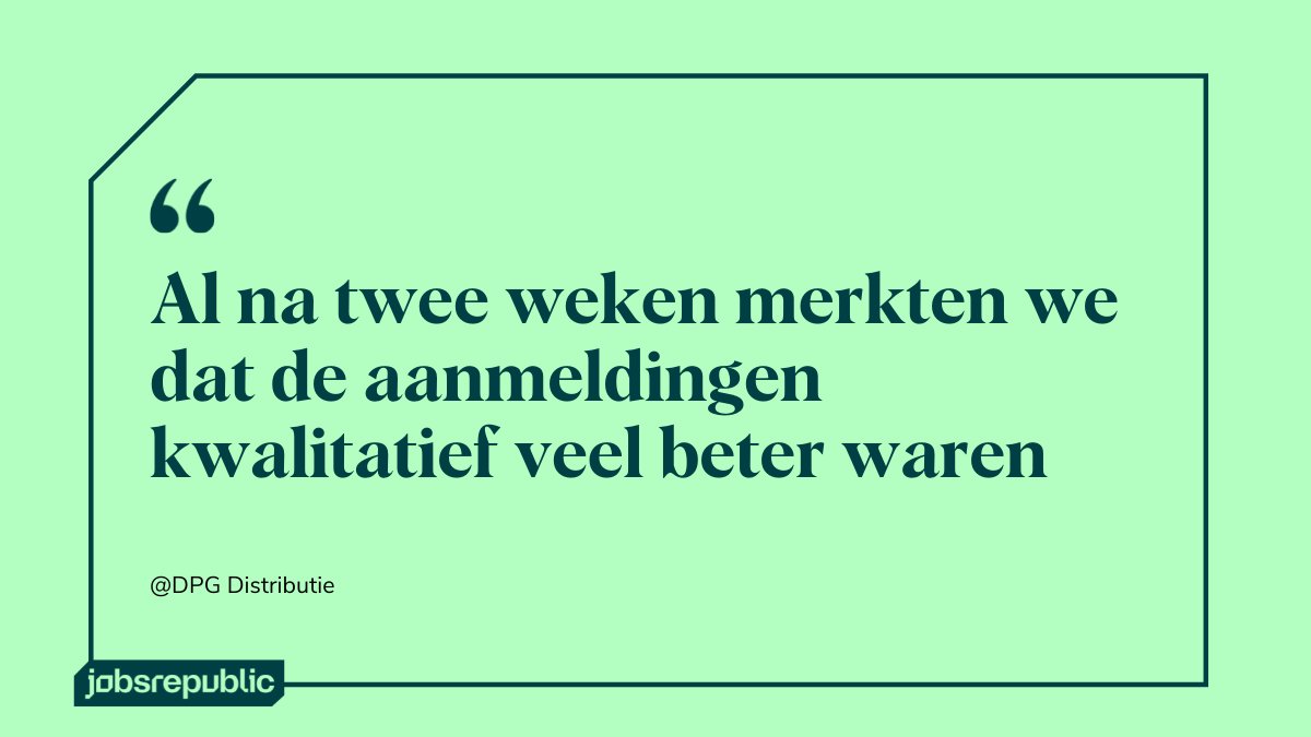 Jobsrepublic's tweet photo. Benieuwd hoe wij in 4 maanden 2.025 sollicitanten binnenhaalden? Check onze case: https://t.co/moNpjuPw1D 

#DPG #klanten #testimonial https://t.co/7SNN4ihcPT