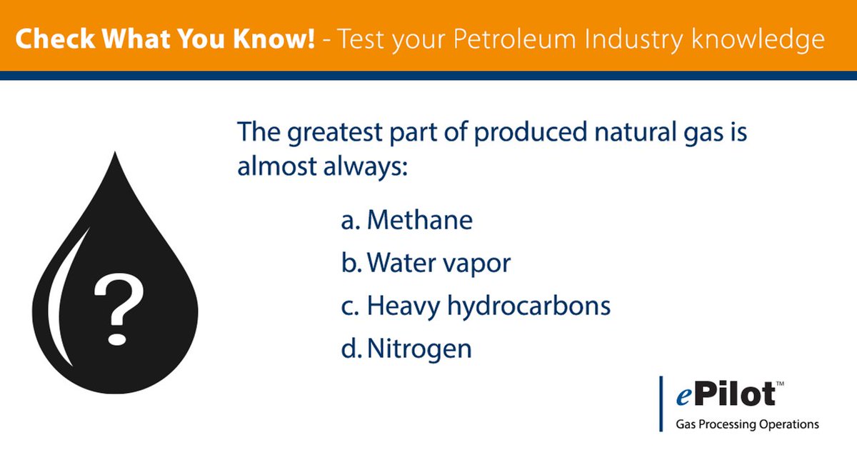 PetroSkills's tweet photo. Test Your Knowledge Tuesday | What's the greatest part of produced natural gas? Comment below! #TestYourKnowledge #ePilot #PetroSkills #oilandgas https://t.co/QGiE0dyBLG