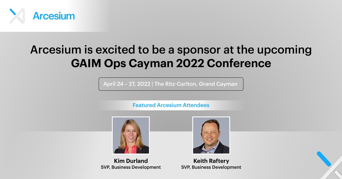 arcesium's tweet photo. Arcesium is proud to sponsor the upcoming @InformaConnect #GAIMOpsCayman 2022 Conference from April 24-27, 2022, at The Ritz-Carlton, Grand Cayman. 

We are looking forward to connecting with you. We hope to see you in Grand Cayman! Register now: https://t.co/xQsJsXdYIl https://t.co/QCsSO3qlr7