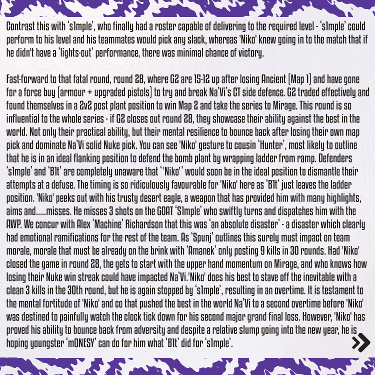 spraycontrolcs's tweet photo. 🖊️ Counter Strike and comebacks are an iconic duo. A longer read from @Jimboboyd tells us more.

https://t.co/fdRlwJqaNI

Follow the thread for the full article in photos.

#counterstrike #esports #csgo https://t.co/X1sZ1sYPaX