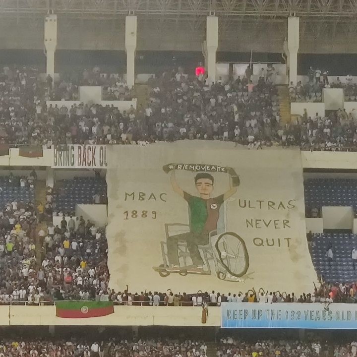Goal_India's tweet photo. Mohun Bagan fans making their voice heard 📢

#ATKMohunBagan #MarinersInAsia #JoyMohunBagan #AFCCup2022 https://t.co/qjKCp8rt7y