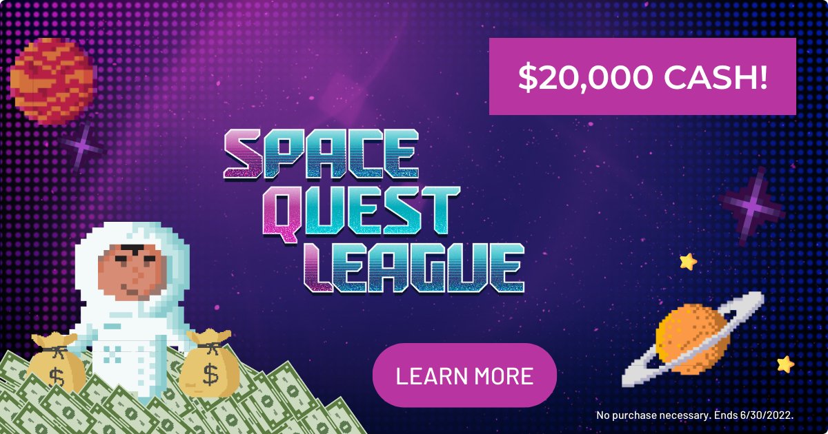 starburstdata's tweet photo. Are you a #data pro? You could win $20,000 by testing your skills! Enter the #SpaceQuestLeague sweepstakes for a chance to win: https://t.co/BHBghTJdhB

No purchase necessary. Ends 6/30/22. For rules: https://t.co/DYr06KNEaW https://t.co/eYjjvyei9u