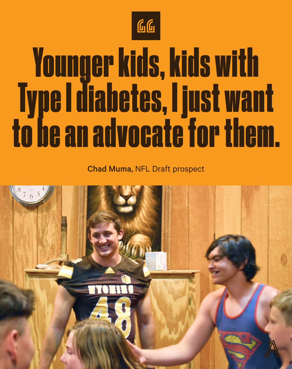 TheAthletic's tweet photo. Wyoming's Chad Muma wouldn't let Type 1 diabetes limit him, and he wants other children with the disease to hear his message.

How this NFL Draft prospect turned his diagnosis into a discipline that fuels dreams.

More: https://t.co/hN6SajPc5E https://t.co/oIhaPXLBYI