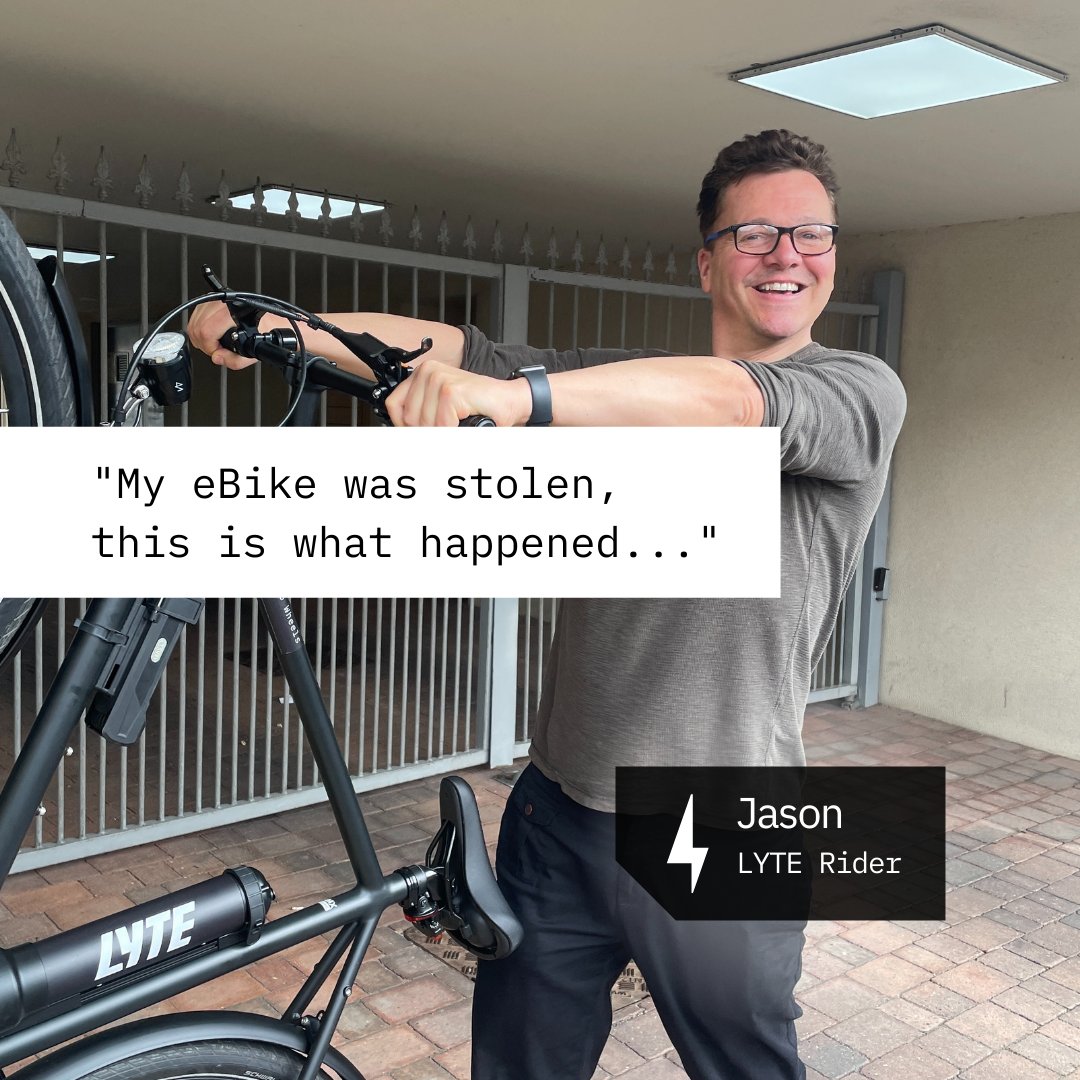 lyteride's tweet photo. Jason’s eBike was stolen a few weeks back and sadly he never got round to insuring it.

After subscribing to LYTE, Jason received a new high quality lightweight eBike within two days.

Fully covered for damage and theft, now he can live worry free. 😎 https://t.co/3Jypmz67xr