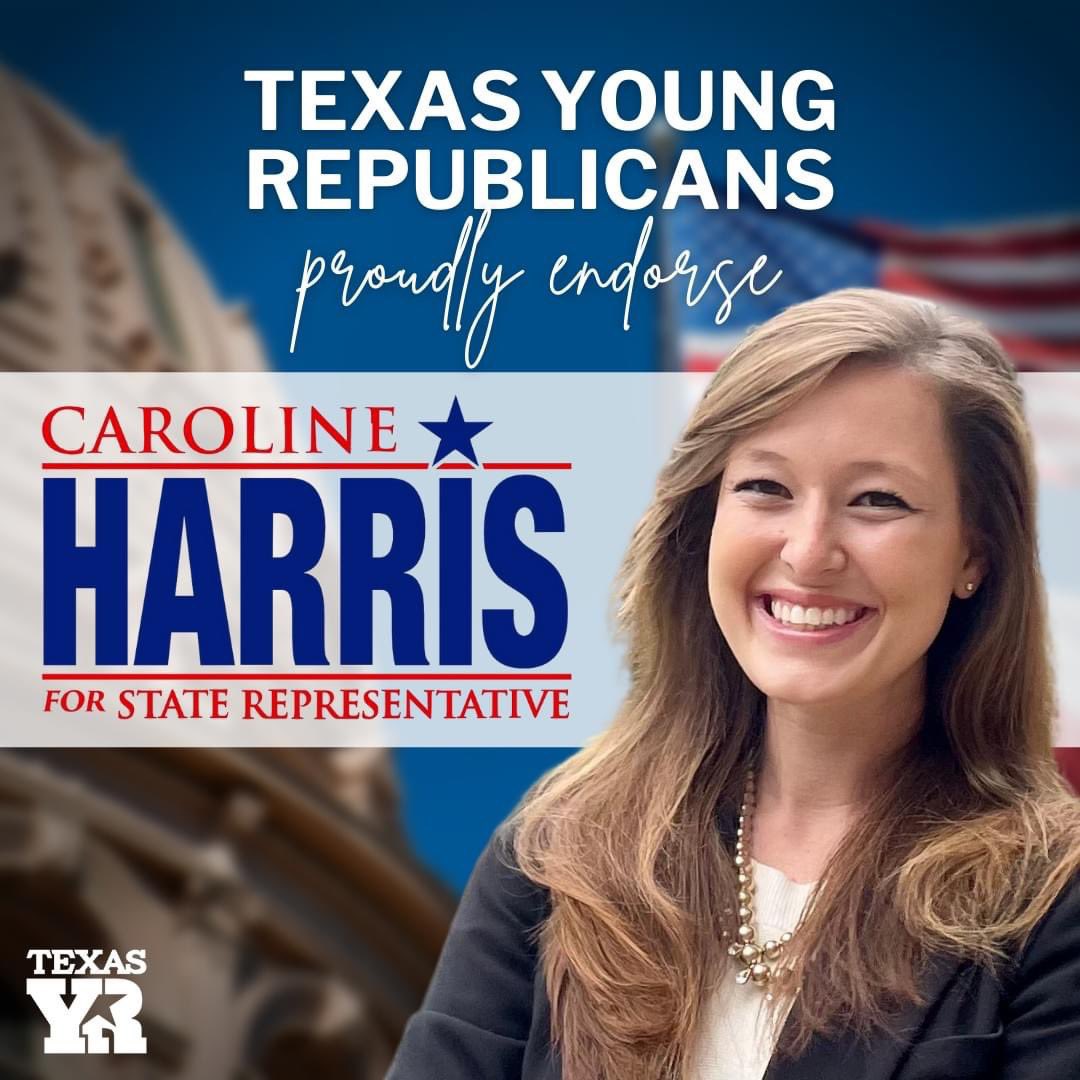 CarolineForTX's tweet photo. The next generation is stepping up and leading right. 
I am honored to be endorsed by the @TexasYRs. 
#LeadRight #txlege https://t.co/VwtbNknV9X