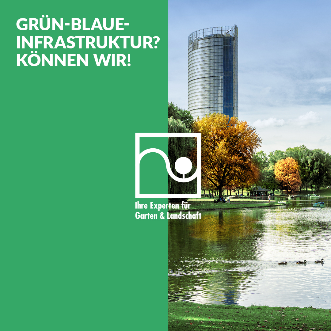 Grün-blaue Infrastruktur? Können wir! 
Maßnahmen zur Anpassung an den #Klimawandel sind heute eng mit der grün-blauen Infrastruktur von Städten und Kommunen verbunden. 
Gestalten Sie die grün-blaue Zukunft mit – bei den #LandtagswahlenNRW im Mai 2022. 
#gartenundlandschaftsbau
