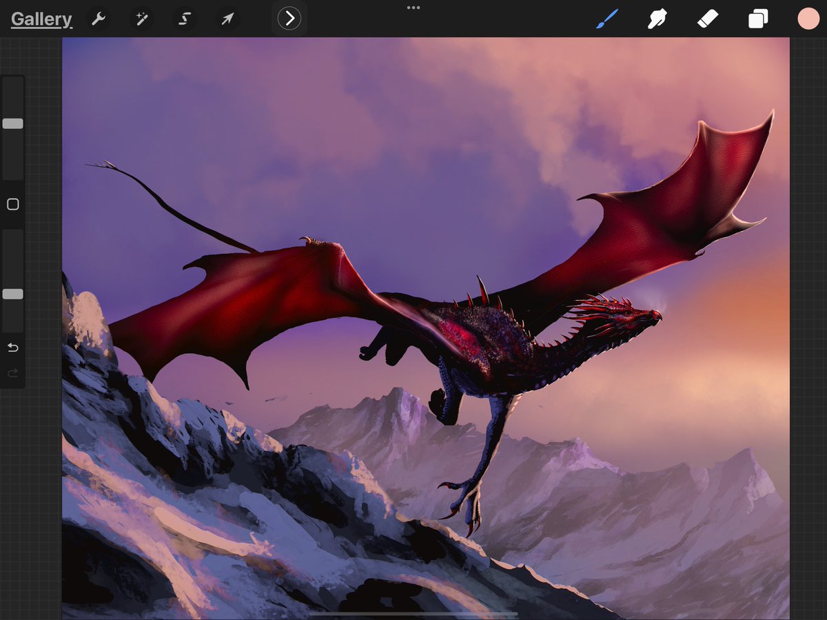 SingleSight's tweet photo. Hey all. I’ve been so quiet due to having sever vision impairment due to a cyst in my eye (I’ll eventually need surgery). Any been working on this guy. It’s a Wip for a gem dragon calendar I want to do. #artprocess #procreateart  #dragonart https://t.co/op8lAwYk3c