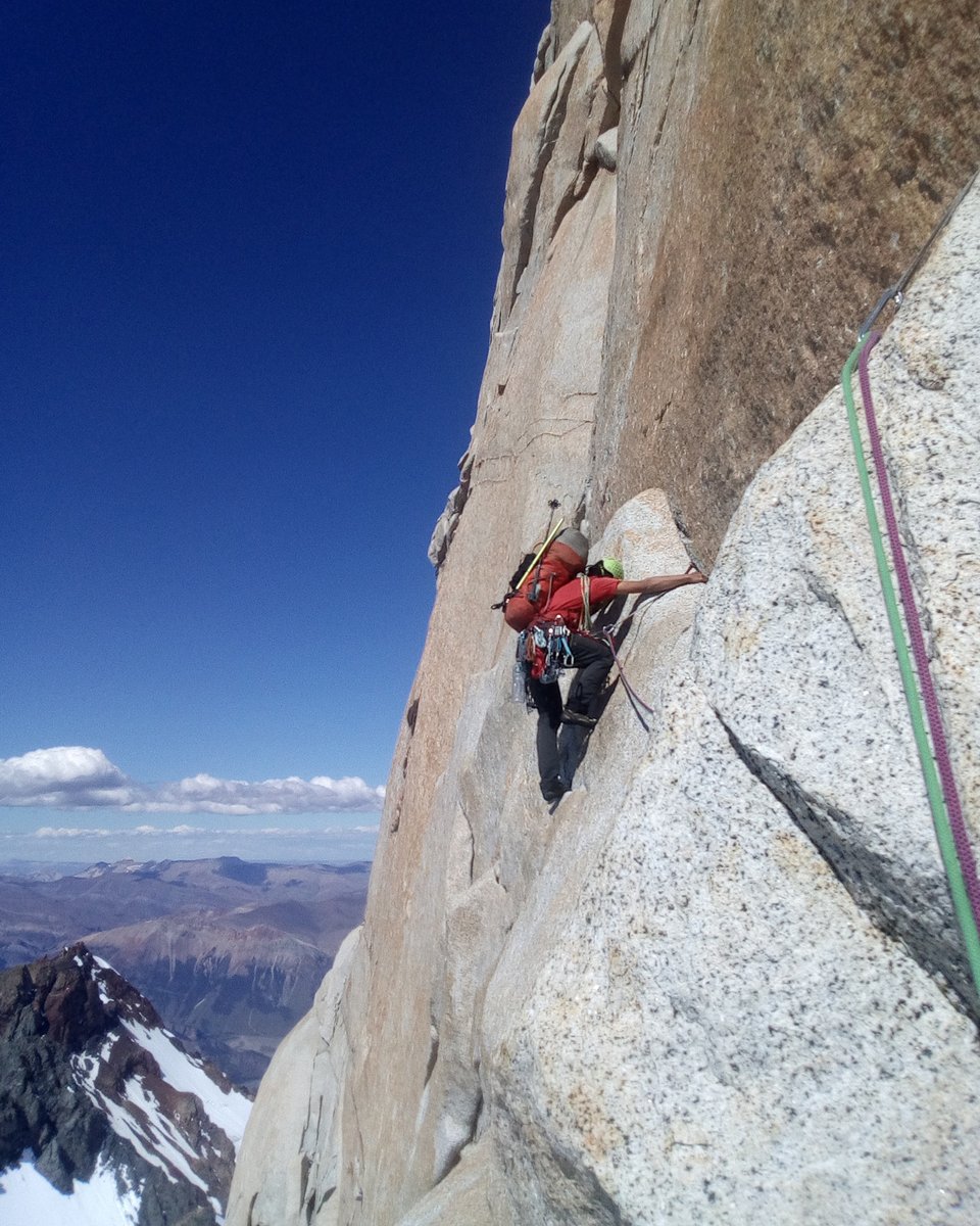 FranWoloch's tweet photo. Good morning from Patagonia! 
 Here's a photo of when I climbed Ag. Guillaumet with Diego at the begenning of this last summer. 
 
 15 days after, I've got very bad injuried and couldn't go climb again the whole summer. Now, I should wait next season to go back. 

#climbing https://t.co/dZt7HwdVEM