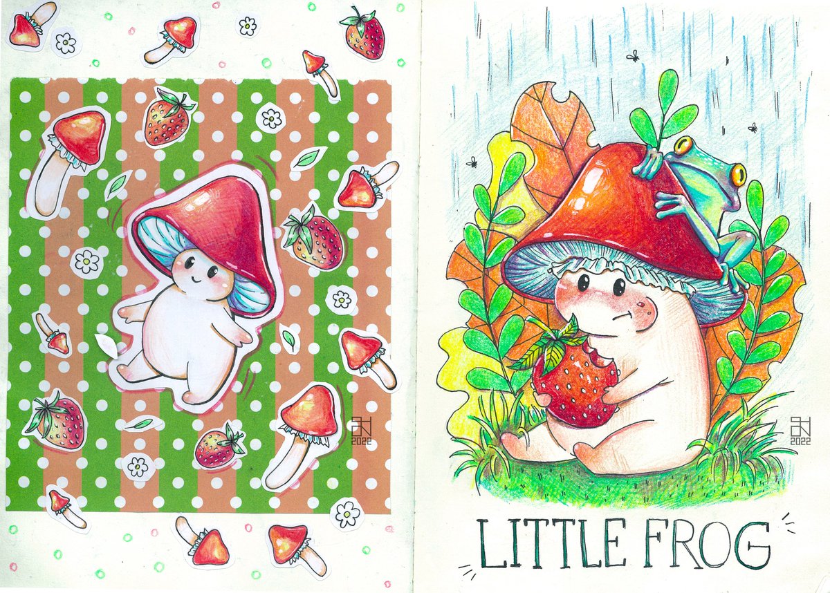 shonmari_art's tweet photo. Рисую сейчас только в сектчбуке, и пытаюсь что-то сделать на компе.
Держите подборку разворотов с моего скетчбука.
#art #sketchbook #frog #littlefrog #strawberry #mushroom #cute https://t.co/SXXi3tRX4s