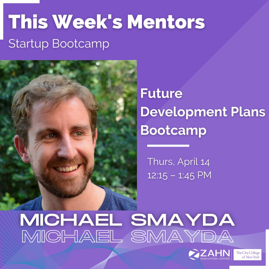 Hi everyone! This week's Bootcamp on Future Development Plans is led by Michael Smayda of Hermeus.   #mentormondays #ccny #cuny #ccnystudentlife #startuplife #entrepreneur #startupgrind #startupcompetition