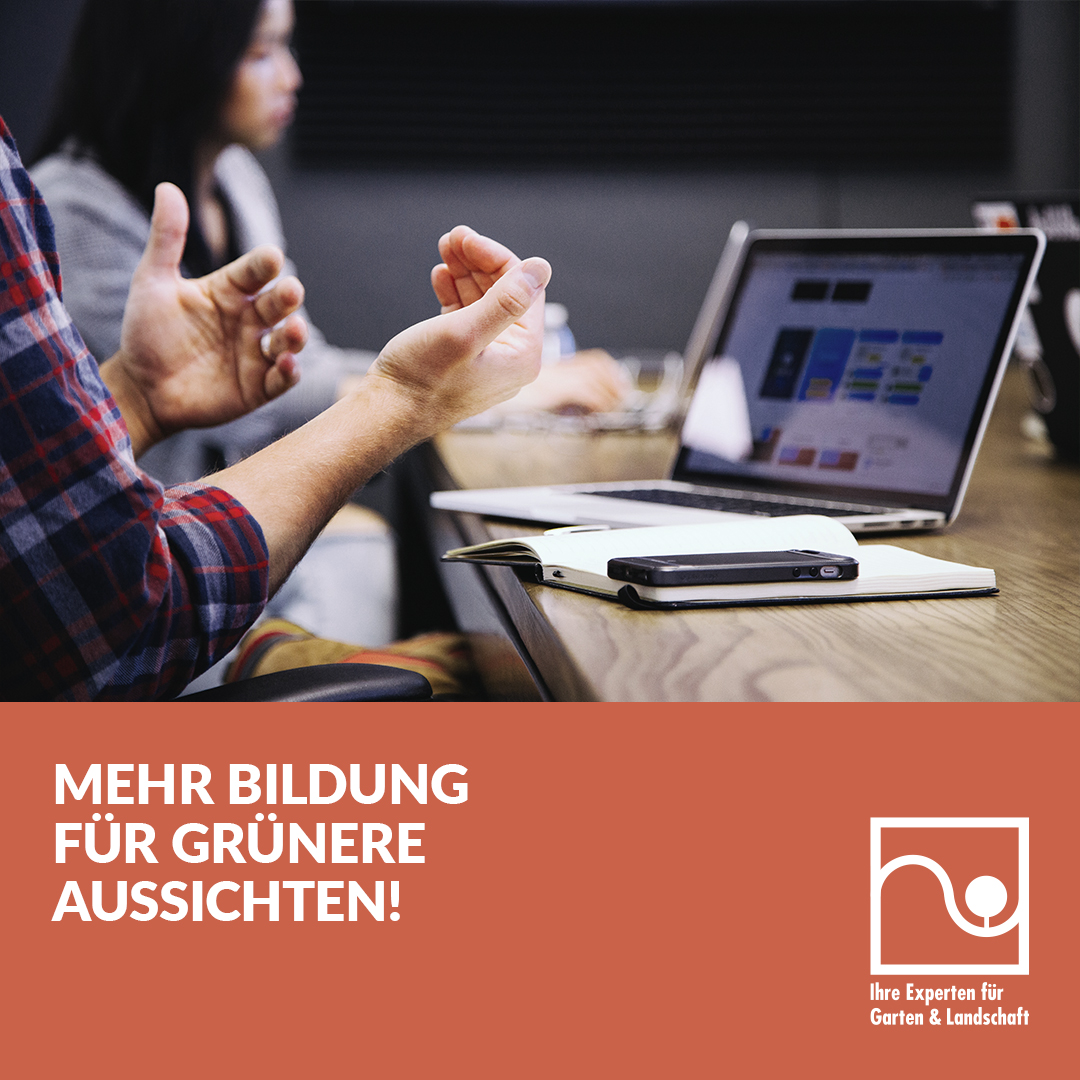 Mehr Bildung für grünere Aussichten!

Die grüne Branche leistet einen wichtigen Beitrag zur Lösung vieler Probleme unserer Zeit. Sie benötigt eine sichere Perspektive für die Aus- und Weiterbildung. 

Jetzt für grüne Bildung sorgen – bei den #LandtagswahlenNRW 2022.

#bildung